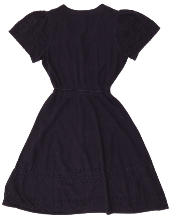 Fat Face Dame A-Line Kjole UK 10 Small Navy Blue Bomuld