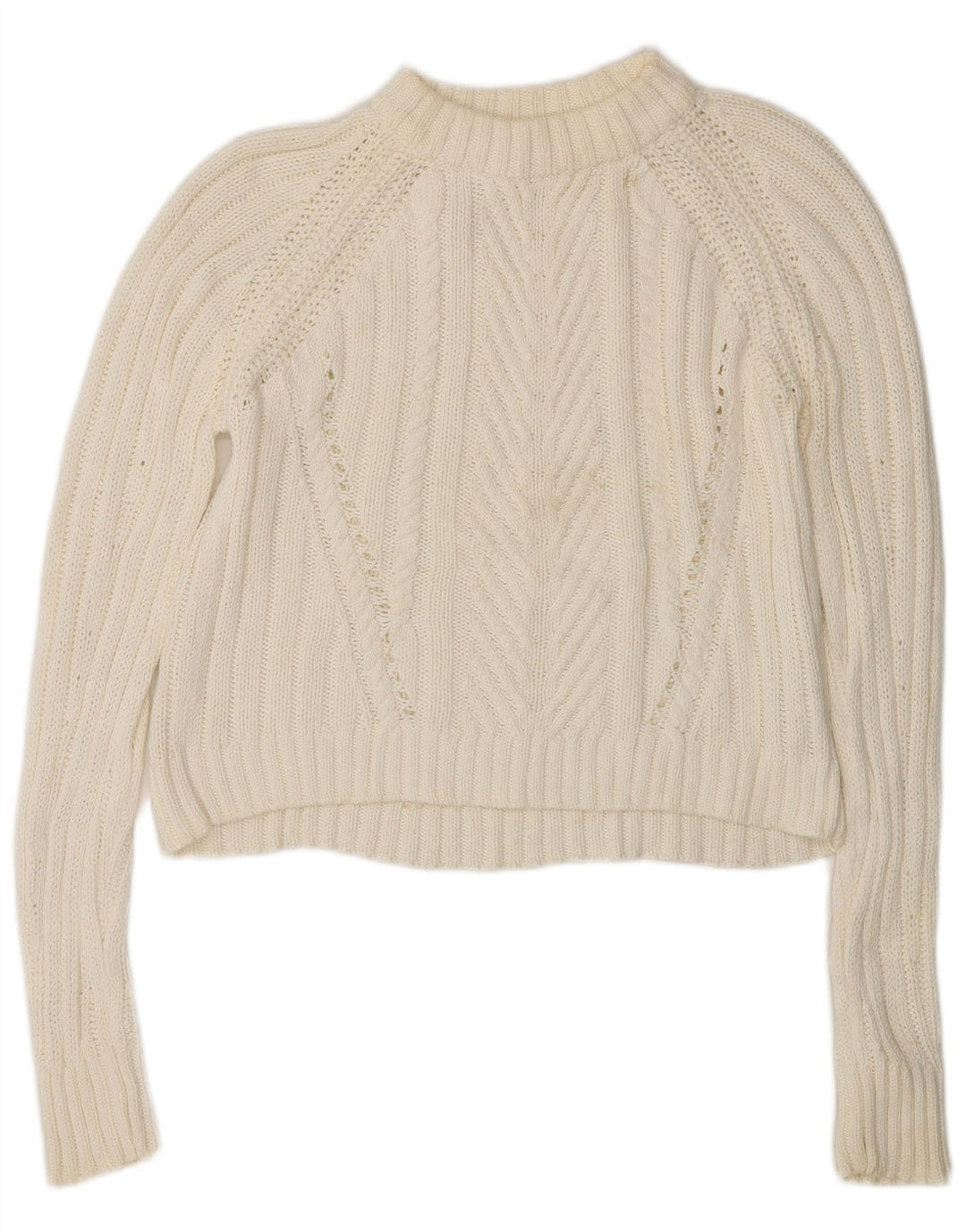 Zara Womens Crop Oversized Turtle Neck Jumper Sweater UK 10 Small White