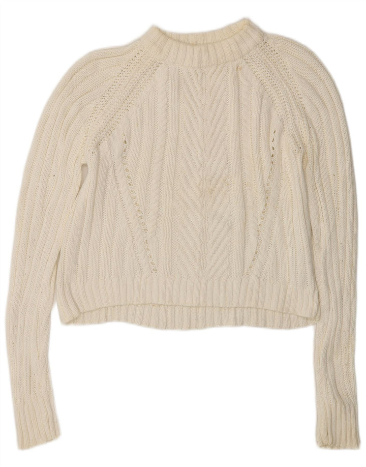 Zara Womens Crop Oversized Turtle Neck Jumper Sweater UK 10 Small White