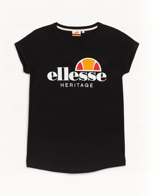 T-shirt grafica da donna Ellesse Heritage Top UK 14 grande cotone nero