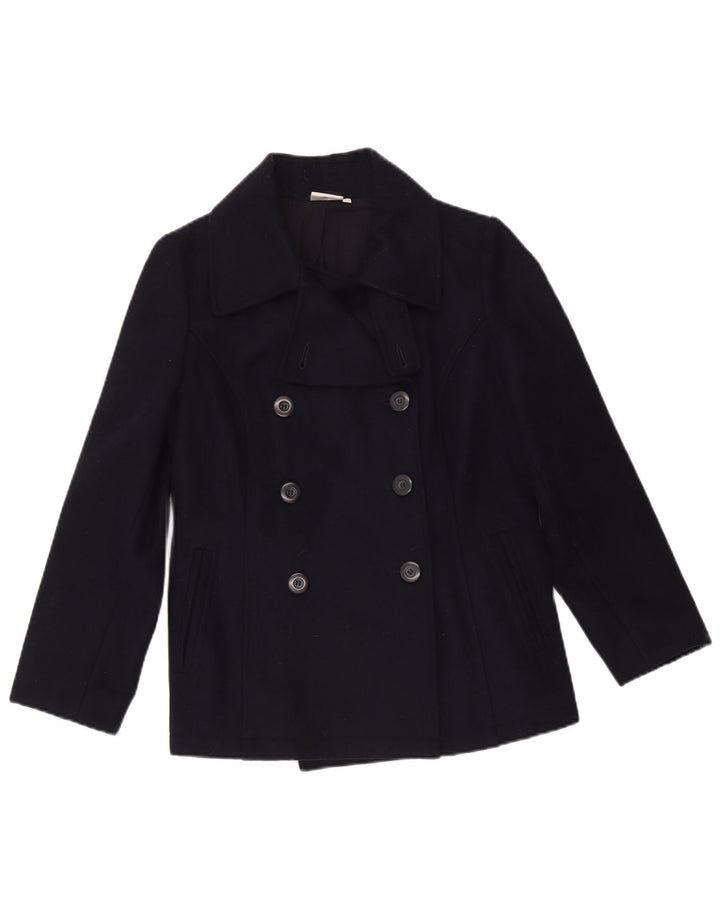 Ellesse Womens Pea Coat UK 14 Große Marineblaue Wolle
