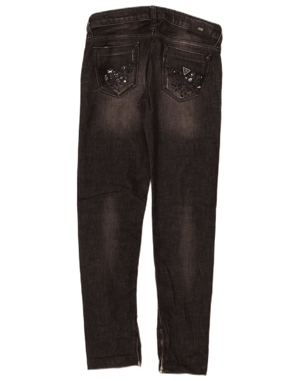 Guess Damen Distressed Skinny Jeans W25 L28 Schwarze Baumwolle