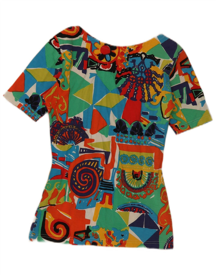 Vintage Womens Graphic T-Shirt Top IT 42 Medium Multicoloured Geometric