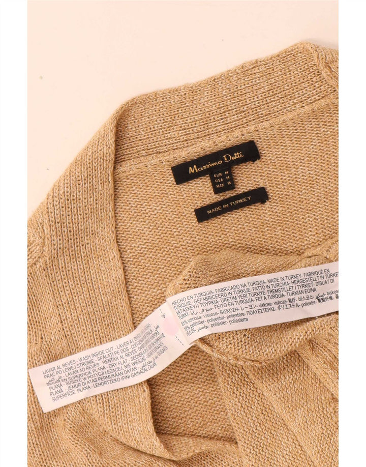 Massimo Dutti Damen-Cardigan-Pullover UK 14 Mittelbeige Viskose