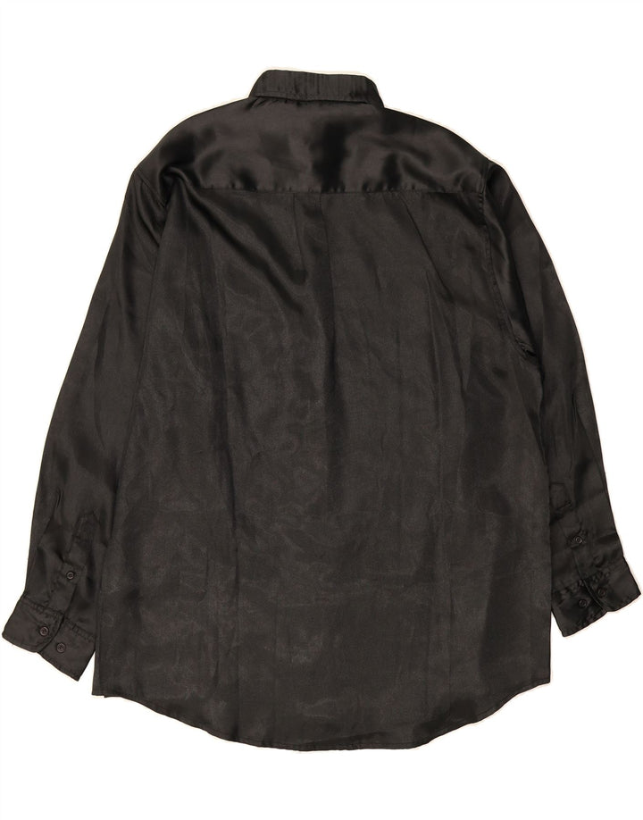 VINTAGE Mens Shirt Size 43/44 Large Black Polyester Vintage Vintage and Second-Hand Vintage from Messina Hembry 