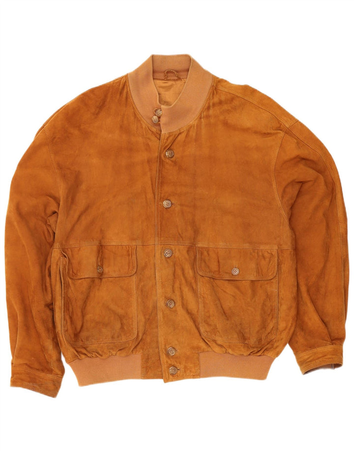 Kapraun Mens Suede Bomber Jacket UK 42 XL Brown