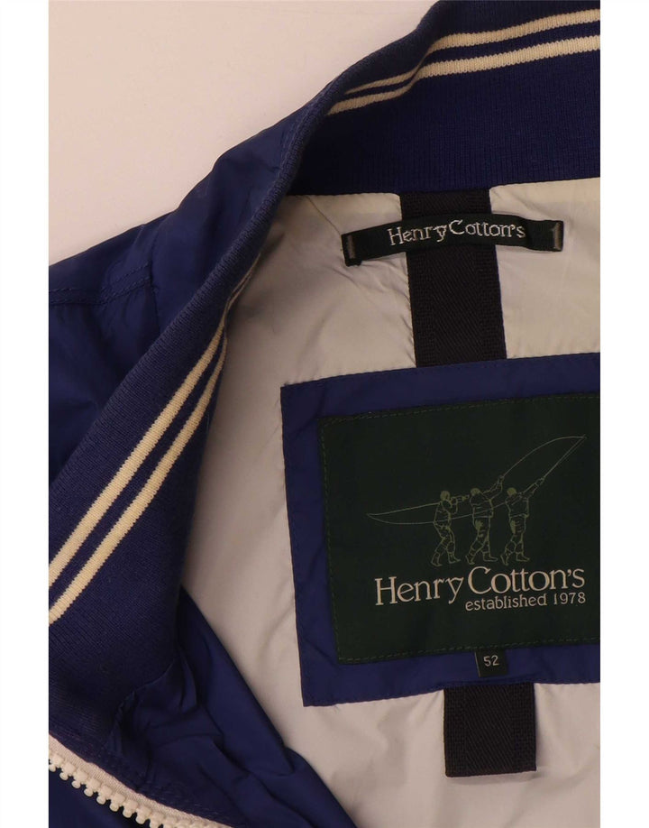Henry Cottons Mens Graphic Bomber Jacket IT 52 XL Blue Polyamide
