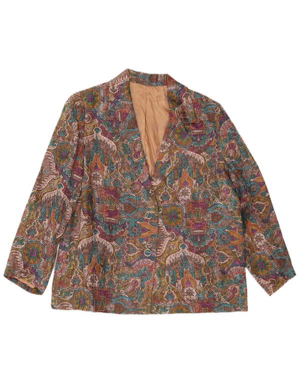 Giacca blazer vintage da donna con motivo astratto UK 14 grande multicolore