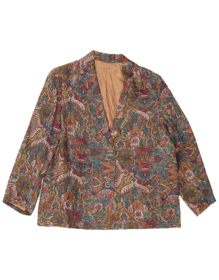 Giacca blazer vintage da donna con motivo astratto UK 14 grande multicolore