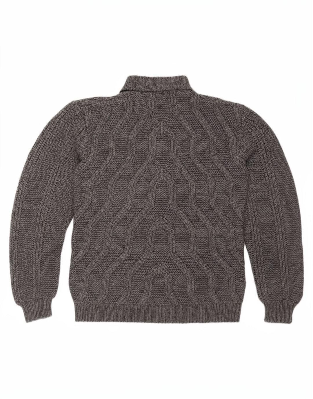 Vintage Mens Turtle Neck Jumper Sweater Medium Grey Geometric