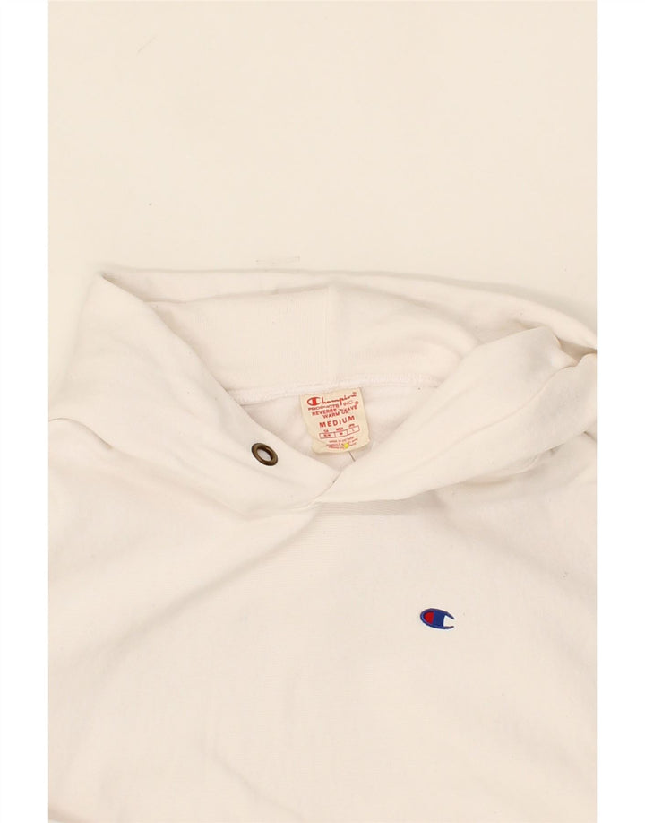 CHAMPION Mens Graphic Hoodie Jumper Medium White Cotton Vintage Champion and Second-Hand Champion from Messina Hembry 