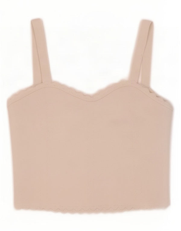 Zara Womens Crop Cami Top UK 12 Medium Off White Viscose