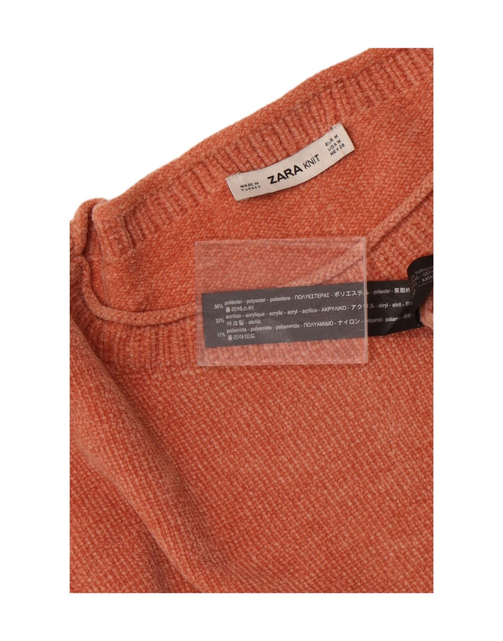 Zara Pull surdimensionné à col bateau pour femme UK 14 Orange moyen