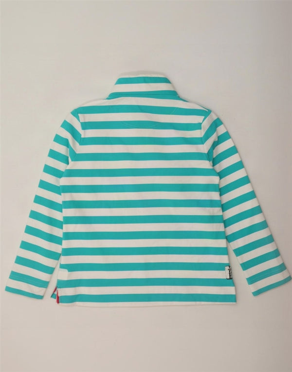 Joules Womens Button Neck Sweatshirt Jumper UK 16 Large Turquoise Rayé