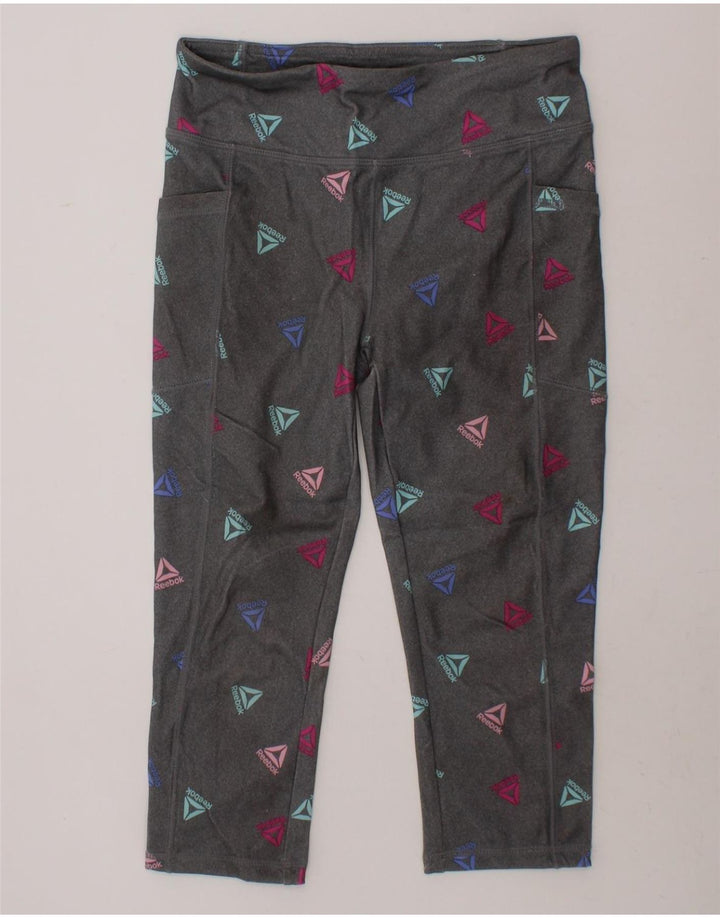 REEBOK Boys Graphic Leggings 7-8 Years Grey Spotted Polyester Vintage Reebok and Second-Hand Reebok from Messina Hembry 