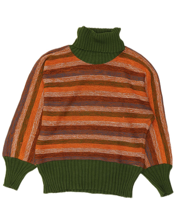 vintage Femme Roll Neck Jumper Pull IT 44 Moyen Multicolore Rayé