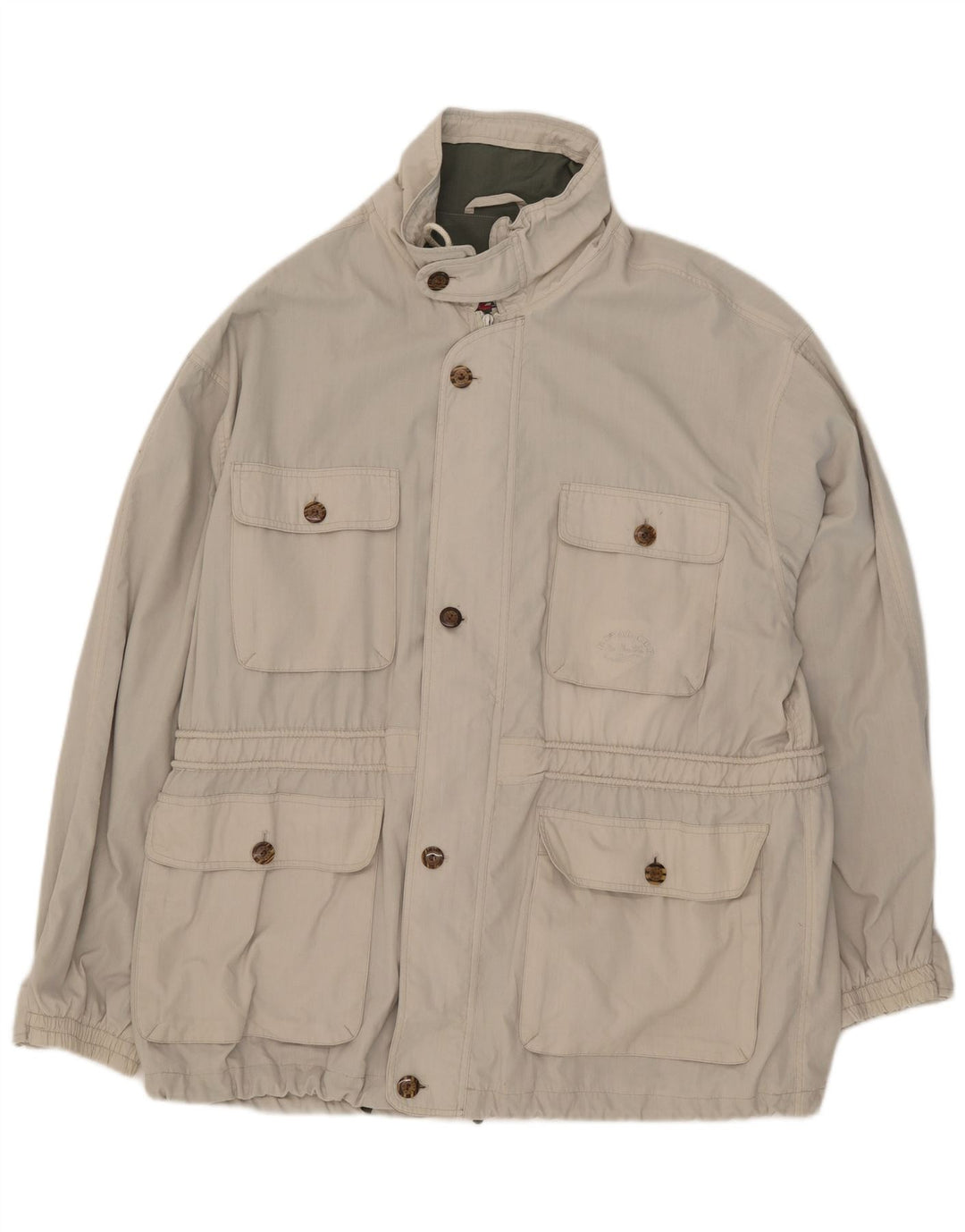 Vintage Mens Utility Jacket UK 40 Large Beige Polyester