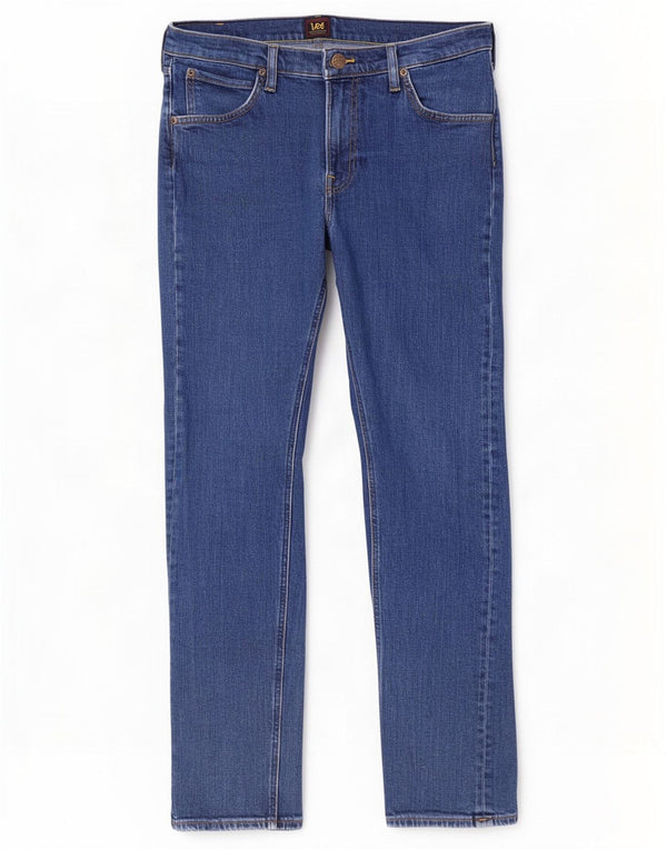 Lee Mens Daren Zip Fly Straight Jeans W34 L32 Blå Bomuld