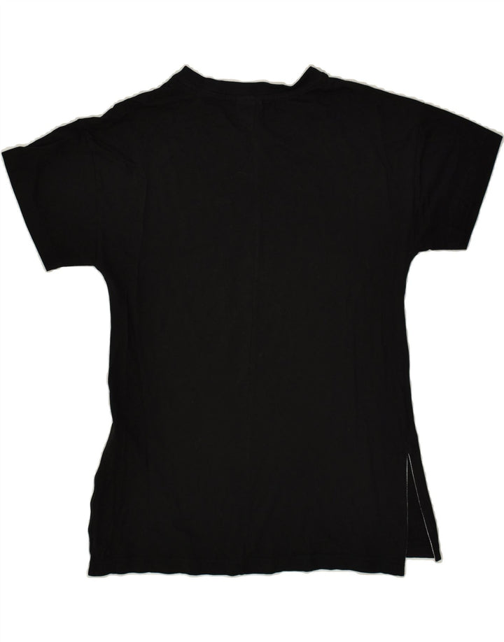 REEBOK Womens Graphic T-Shirt Top UK 12/14 Medium Black Cotton | Vintage Reebok | Thrift | Second-Hand Reebok | Used Clothing | Messina Hembry 