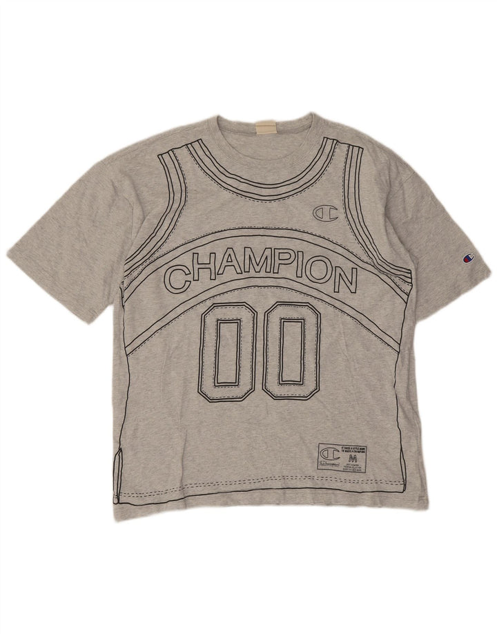 Champion Mens Graphic T-Shirt Top Large Grey Cotton