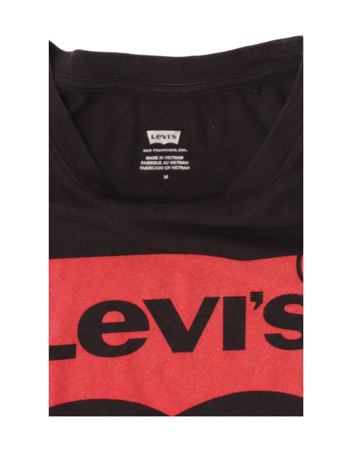 LEVI'S Womens Graphic Vest Top UK 14 Medium Black Vintage Levi's and Second-Hand Levi's from Messina Hembry 