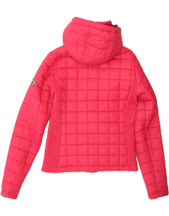 SUPERDRY Womens Hooded Padded Jacket UK 8 Small Pink Polyester Vintage Superdry and Second-Hand Superdry from Messina Hembry 