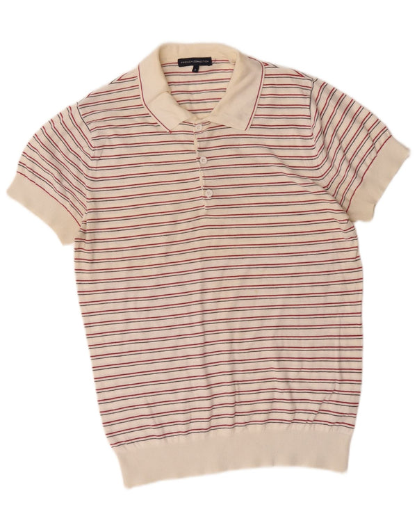 French Connection Mens Polo Neck Jumper Sweater Small White Striped