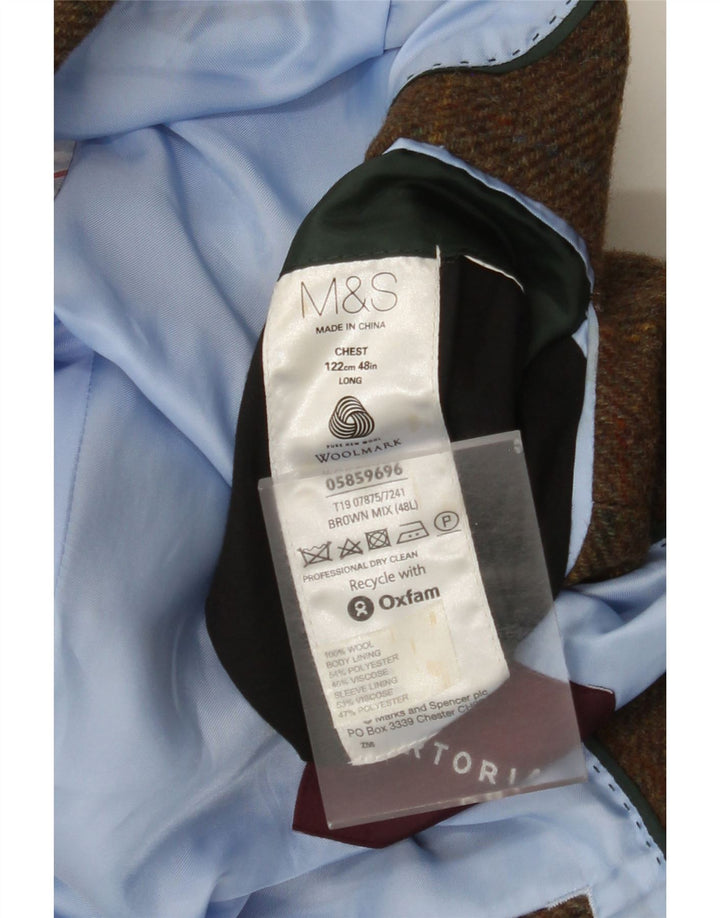 Marks & Spencer Herre 2-knaps blazerjakke UK 48 2XL brun ternet uld