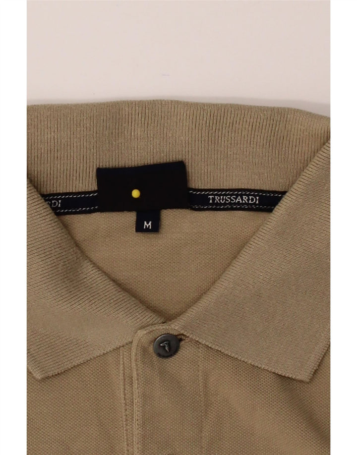 TRUSSARDI JEANS Mens Polo Shirt Medium Beige Cotton Vintage Trussardi Jeans and Second-Hand Trussardi Jeans from Messina Hembry 