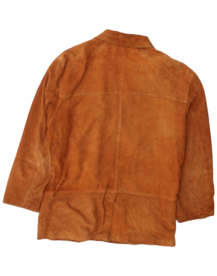 VINTAGE Mens Suede Jacket IT 50 Large Brown Leather