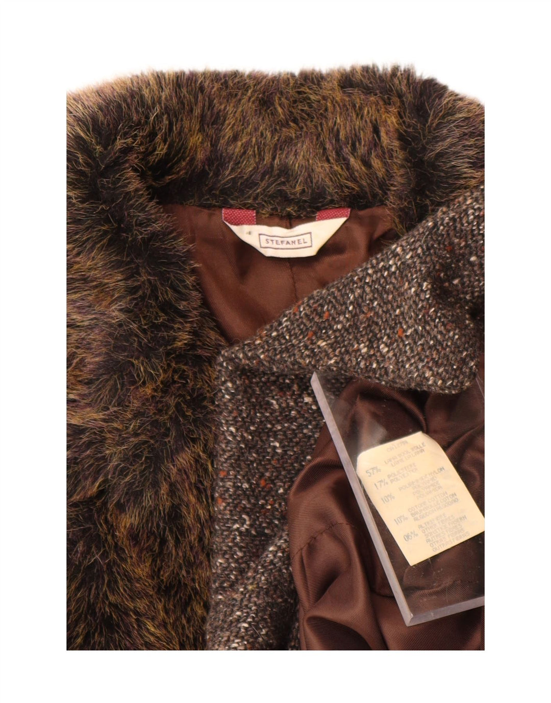 STEFANEL Womens Overcoat UK 12 Medium Brown Flecked Wool Vintage Stefanel and Second-Hand Stefanel from Messina Hembry 