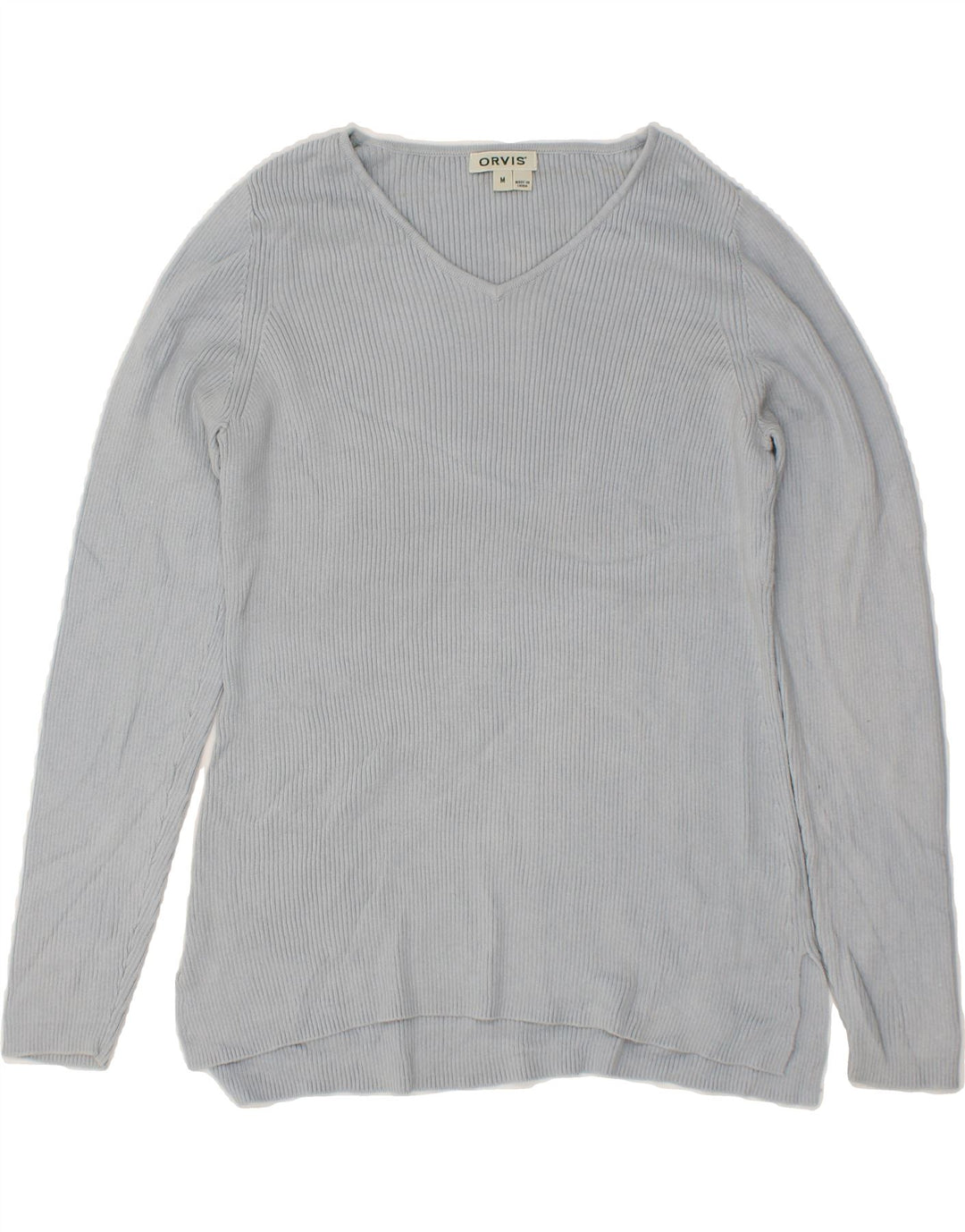 ORVIS Womens V-Neck Jumper Sweater UK 12 Medium Blue Cotton Vintage Orvis and Second-Hand Orvis from Messina Hembry 