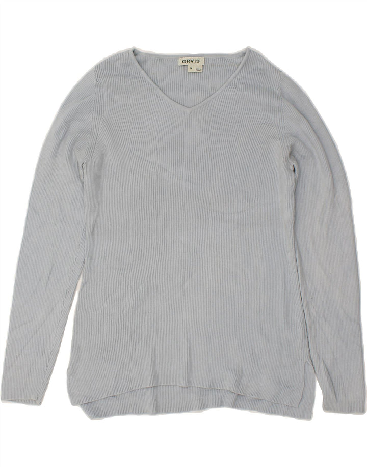 ORVIS Womens V-Neck Jumper Sweater UK 12 Medium Blue Cotton Vintage Orvis and Second-Hand Orvis from Messina Hembry 