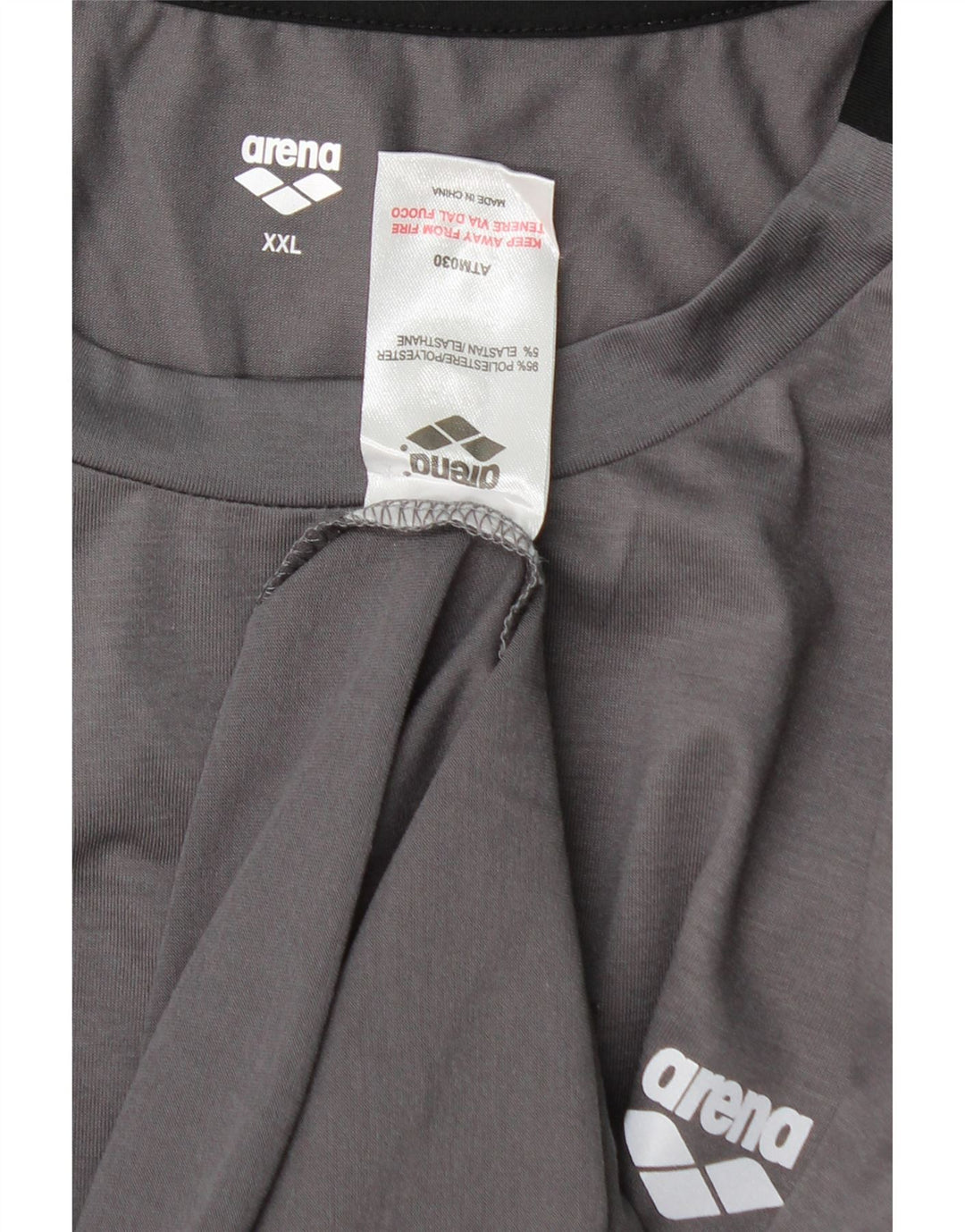 ARENA Mens T-Shirt Top 2XL Grey Polyester Vintage Arena and Second-Hand Arena from Messina Hembry 