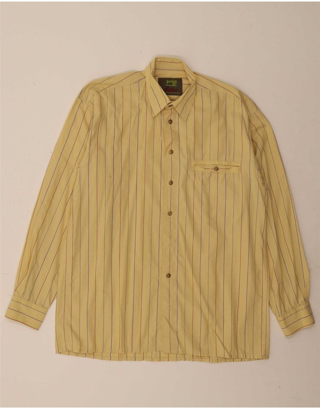HATICO Mens Shirt Large Yellow Pinstripe