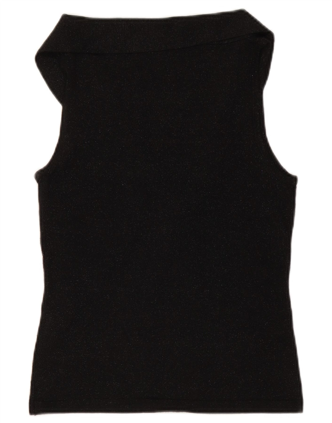 MASSIMO DUTTI Womens Crop Front Tie Vest Top UK 12 Medium Black Flecked