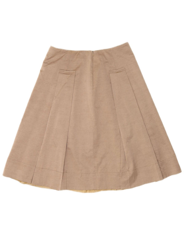 Paul & Shark Damen Stretch-Faltenrock IT 42 Medium W28 Braune Baumwolle