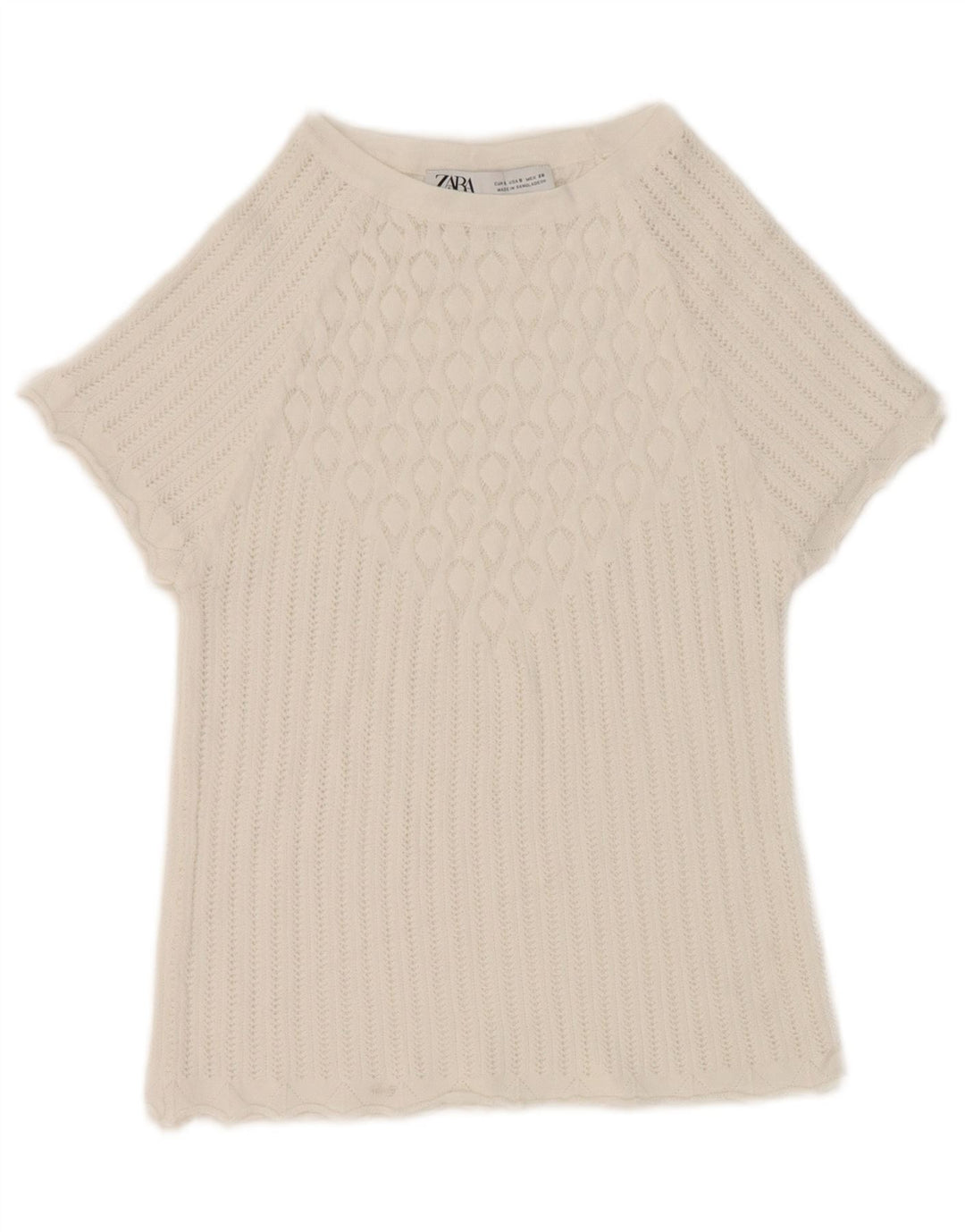 Zara Mujer Blusa Corta Top UK 8 Small Blanco