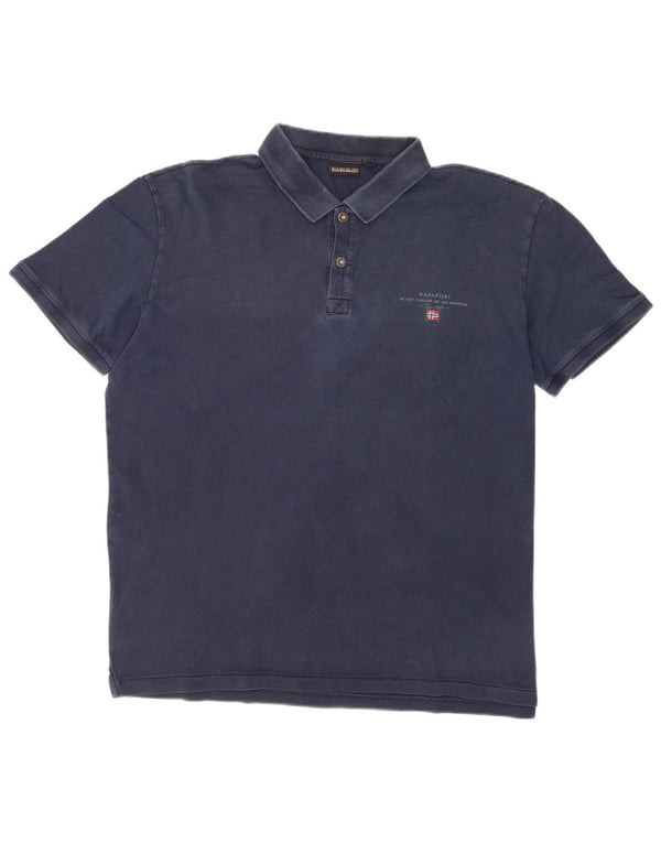 Polo geografica da uomo Napapijri 2XL in cotone blu navy