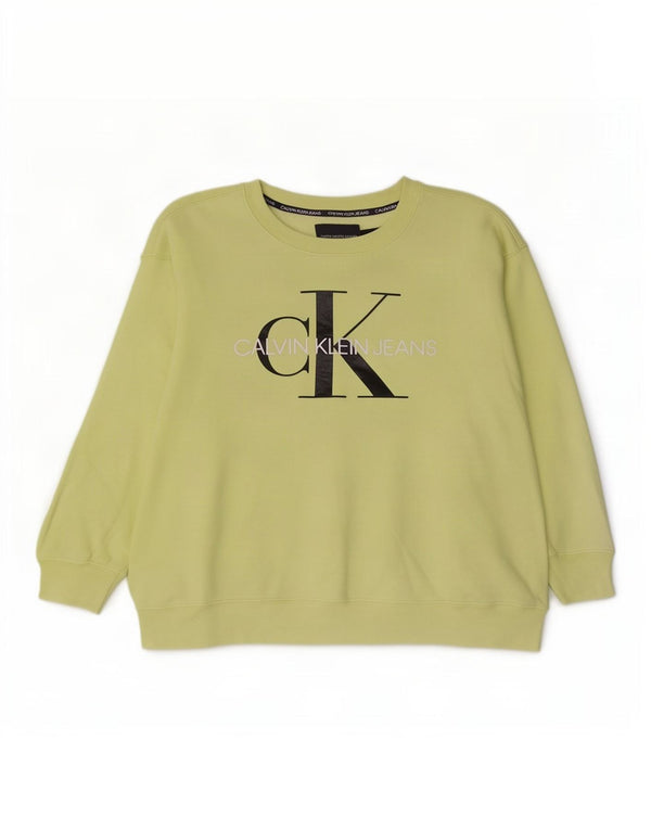 Calvin Klein Jeans Womens Graphic Sweatshirt Jumper UK 18 XL Green