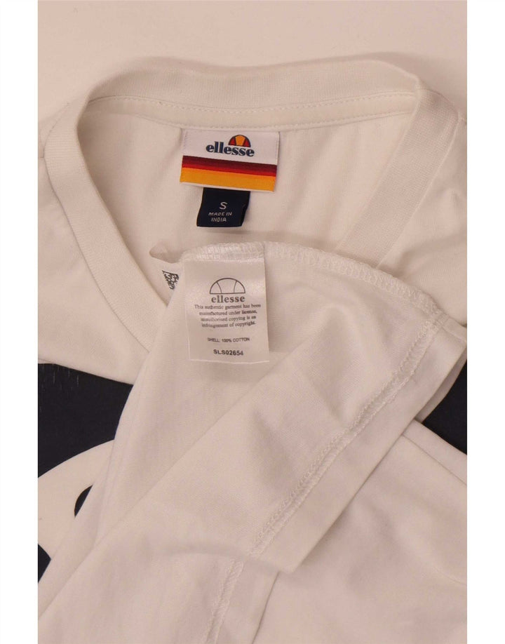 Ellesse Mens Graphic T-Shirt Top Small White Cotton