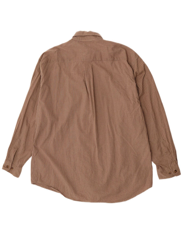 Dockers Mens Shirt Large Brown Check Cotton