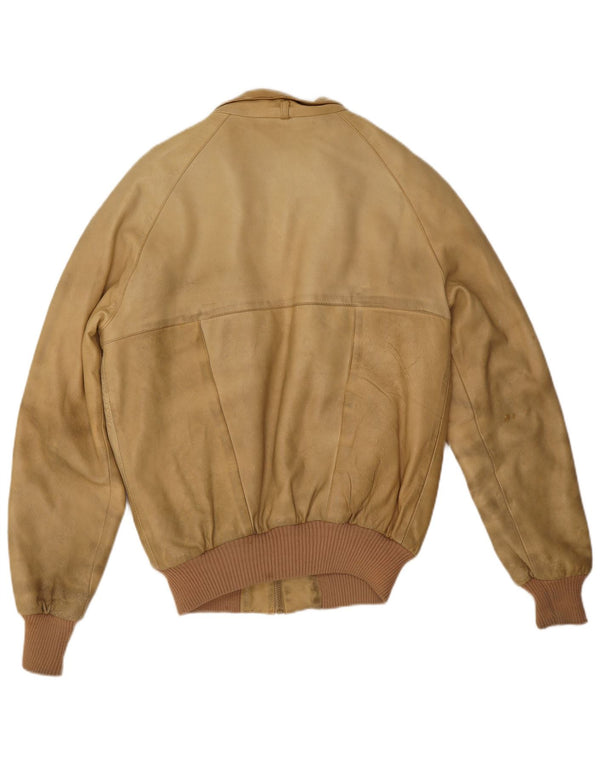 Jaqueta de couro Sherpa masculina vintage IT 52 XL couro bege
