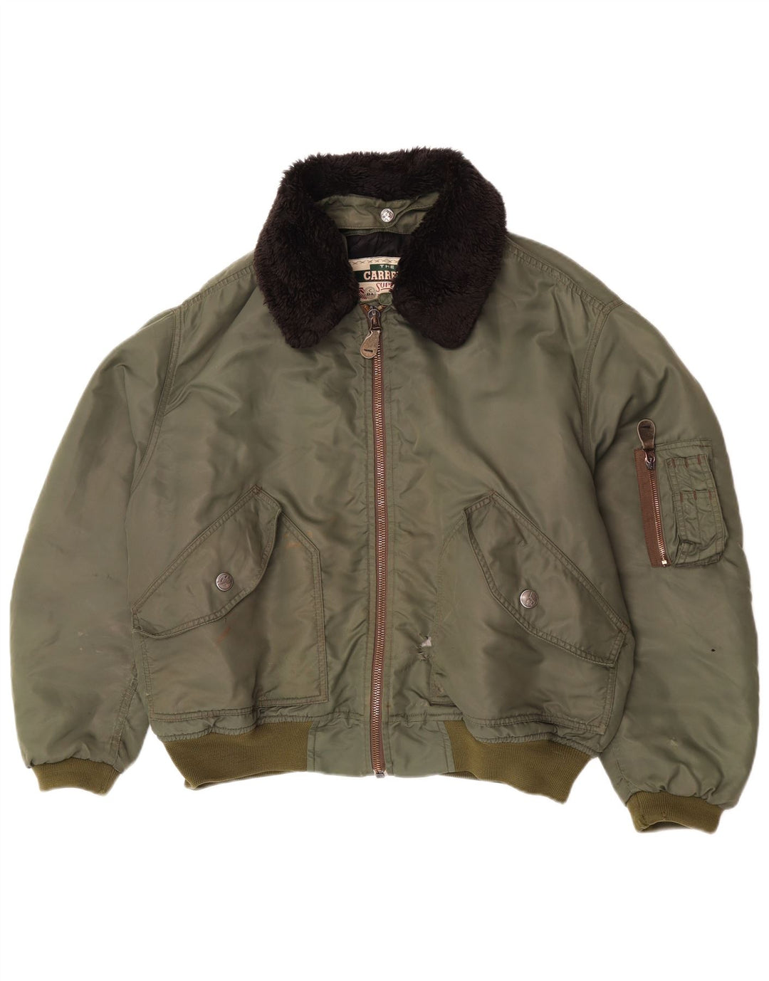 Carrera Veste Bomber Homme UK 40 Large Kaki Colourblock Polyamide