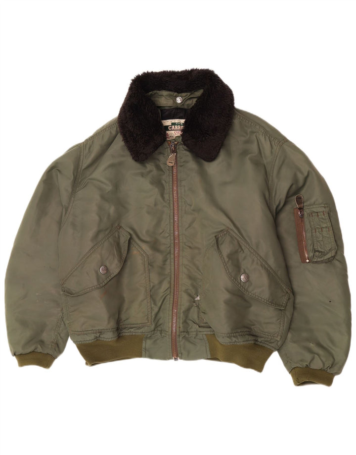 Carrera Veste Bomber Homme UK 40 Large Kaki Colourblock Polyamide