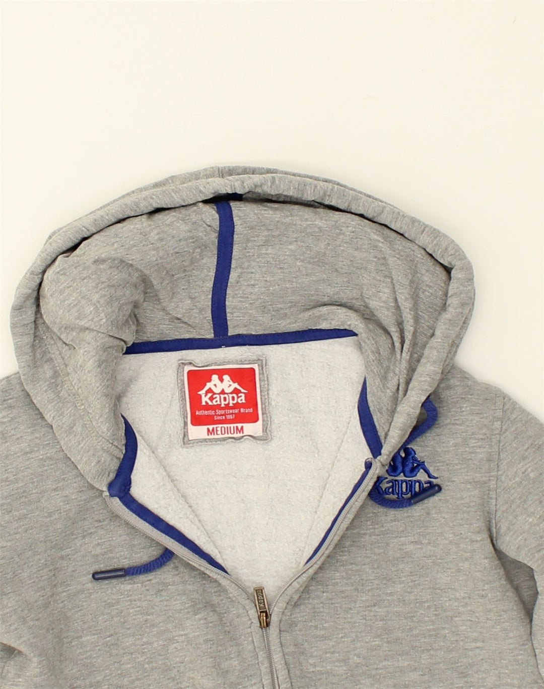 KAPPA Womens Zip Hoodie Sweater UK 12 Medium Grey Cotton | Vintage Kappa | Thrift | Second-Hand Kappa | Used Clothing | Messina Hembry 