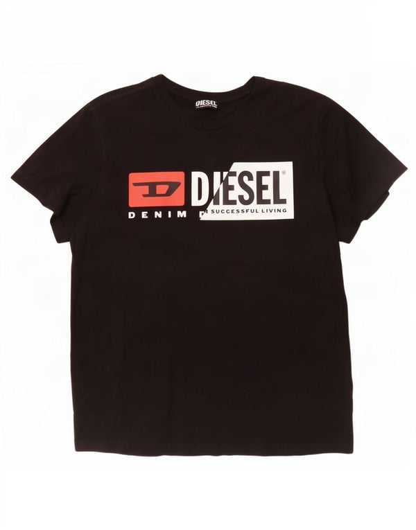 Diesel Herre Grafisk T-Shirt Top XL Sort Bomuld