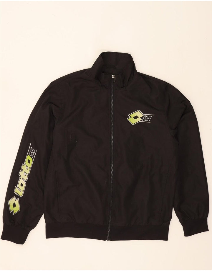 LOTTO Mens Graphic Tracksuit Top Jacket XL Black Polyester Vintage Lotto and Second-Hand Lotto from Messina Hembry 