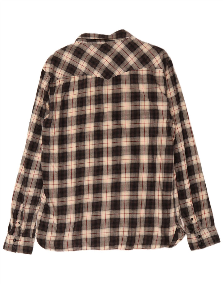 All Saints Mens Flannel Shirt Large Black Check Cotton