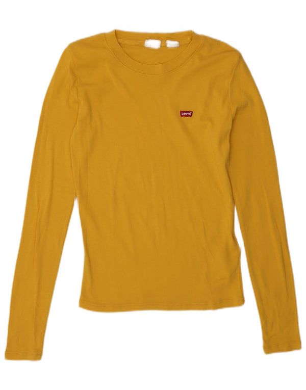 Levi's Top da donna a maniche lunghe UK 6 XS in cotone giallo